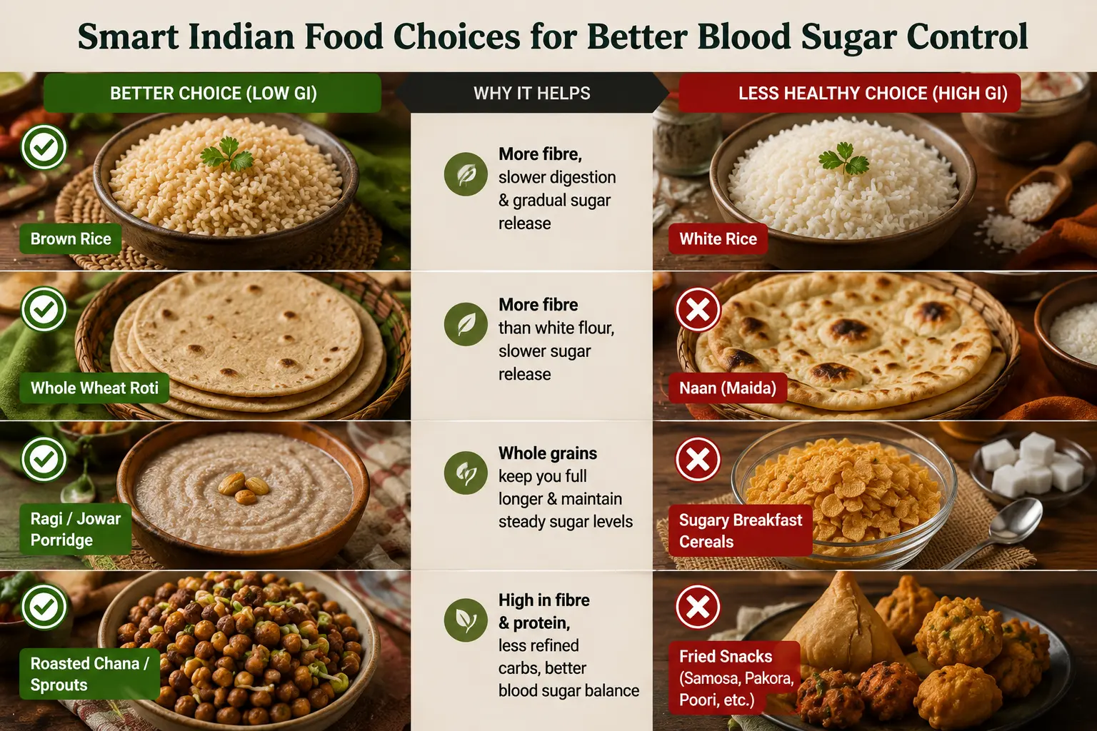 Indian Food choices for  better blood sugar control